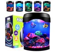 Fake Fish Lamp, Nightly Lifelike Desk Electric Mood Light, LED Light Tank with 7 Color Changing and (5 Fake Fish) Mini Aquarium for Home Office Deco Adults,Gifts for Kids and Adults