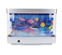 Fake Fish Tank Baby Aquarium, Mini Crib Aquarium Lamp, Artificial Moving Lifelike Mini Aquarium Lamp with Virtual Ocean Fish Night Light, Stimulating Desk Decor for Baby and Kids