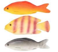 Fake Fish Tank Plastic Toy, Marine Life Educational Tools, Desktop Decor for Classroom and Home Learning, Three Artificial Fish Models in Yellow and Grey Colours