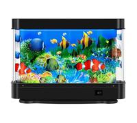 Fake Fish Tank,Virtual Ocean Moving Fish lamp,Fake Aquarium Decor,Realistic Artificial Aquarium Decorations for Bedroom & Office - Black
