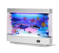 Fake Fish Tank with Moving Fish, Mini Artificial Tropical Marine Tank Decorative Aquarium Lamp, Virtual Moving Imitating Ocean Sensory LED Night Light for Bedroom and Office