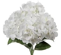 Fake Flowers, 18" Large White Hydrangea 5 Heads Artificial Hydrangeas Faux Flowers Silk Fake Real Touch Art