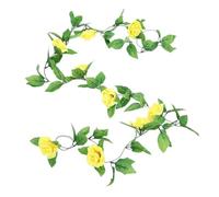 Fake Flowers 3PCS 2M Fake Rose Garland Artificial Silk Flower Vines Hanging Floral Wedding String Party Garden Decor(3pcs 9 heads yellow)