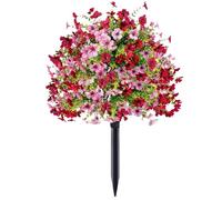 Fake Flowers | 45cm UV Resistant with Ground Stake,Artificial Petunias for Outdoors UV Resistant,for Patio Porch Pathway Front Door Balcony Landscape Spring Summer