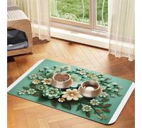 Fake Flowers on The Wall Pet Feeding Mat-Waterproof & Non-Slip Dog and Cat Food Mat-No Stains Quick Dry Dog Water Dispenser Mat