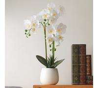 Fake Flowers with Vase, Faux Orchid, Artificial Flowers in Vase, Fake Orchid Fake Plant, Artificial Orchids, Artificial Plants for Home Decor Indoor, Orquideas Artificiales Grandes - White