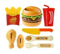 Fake Food Playset - 8 Pieces Realistic Hamburger Chips Toy Made of ABS Educational Funny Simulation Fine Motor Skills | Girls Kids Home School Role Play Birthday We