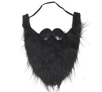 Fake Funny Beard, Flannel Fake Mustache Costume Stimulated False Whiskers Facial Jesus Wild Man Hair Accessories for Family Dress Party Cosplay School Drama (Large black beard)