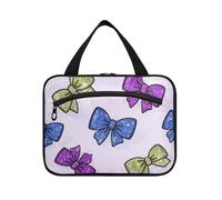 Fake Glitter Cartoon Bow Pink Hanging Make up Bag Organizer with Hook, Designer Compact Toiletry Bag Hanging for Accessories for Women Bathroom bolso de Mano para Hombre L