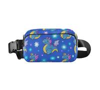 Fake Glitter Cartoon Dragon Blue Cute Zipper Fanny Pack Sling Bag for businesswomen Waterproof with Adjustable Strap for Workout Running Hiking mandiles para mujer de cocina, Fake Glitter cartoon
