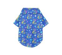 Fake Glitter Cartoon Dragon Blue Summer Pet Dog Shirt Button Up Breathable Cool Short Sleeve Pet T-Shirt Doggy Sweatshirt Puppy Kitten Perfect for Everyday Wear, and Photoshoots 3XL