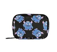 Fake Glitter Cartoon Monster Black Medicine Bag with Detachable Compartments Convenient Daily Pill Organizer for Purse