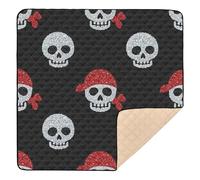 Fake Glitter Cartoon Pirate Skull Cool Soft Thick Baby Gym & Activity Mat for Indoor Outdoor 1-Piecing Baby Crawling Mat for Baby Toddler Infant, 50'' x 50''