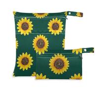 Fake Glitter Cartoon Sunflower Green Reusable Bag for Swimsuit 2 Pack Diaper Bag Essential Items with Handles for Pool
