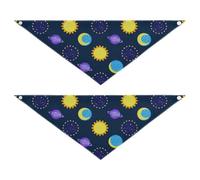 Fake Glitter Cartoon Universe Sun Moon Dog Bandanas Bulk Adjustable Bib Handkerchief Cute Pet Holiday Accessories Decor for Dogs Cats 2 Pack