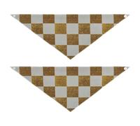 Fake Glitter Checkerboard Squares White Gold Dog bandanas bulk Snap Button Soft Dog Scarf Cute Pet Holiday Set for Dogs Cats L