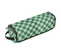 Fake Glitter Checkerboard Squares White Green 2 in 1 Hair Tools Organizer with Iron Mat Heating Tools Travel Bag Organizer for Straigheners, Curling Iron, Hair Dryer, Travel Accessory