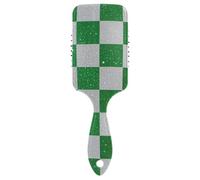 Fake Glitter Checkerboard Squares White Green smooth brushes for hair Designed wet dry brush for hair loss with Ergonomic handle cepillo para peinar
