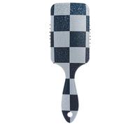 Fake Glitter Checkerboard Squares White Navy Blue cute hairbrush for fine hair Designed scalp massage for blow drying with Ergonomic handle cepillo para definir rizos