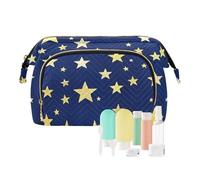Fake Glitter Gold Star Dark Blue Makeup Bag Portable Change Purse for Jewelry Organizer bolsas para monedas de mujer, fake glitter gold star dark blue, Modern