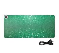 Fake Glitter Green Leather Heated Mouse Pad Gaming Mousepad 31.5 x 13 In Non Slip Office Table Mat for Home Office Desk Accessories