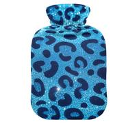 Fake Glitter Leopard Print Blue Water Bottle for hot Water with Soft Cover, 2L Water Bottle Bag for Arthritis, Arthritis, bolsas para agua Caliente