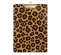 Fake Glitter Leopard Print Brown Acrylic hd clipboard Standard Letter A4 Size Hard Board for Teacher Portfolio clipboard Gold 12x9in Tabla para escribir