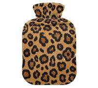 Fake Glitter Leopard Print Brown Cute hot Water Bottle with Soft Cover, 2L Water Bags for ( Scenario), (Scenario), Bolsa Caliente para Dolores musculares