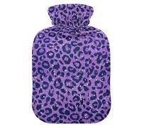 Fake Glitter Leopard Print Lavender hot-Water Bottle with Soft Cover, 2L Water Bags for Pain Relief, Pain Relief, Bolsa de agua Caliente para el Dolor