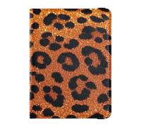 Fake Glitter Leopard Print Orange Leather decorative Passport Card Holder Cover Combo Vaccine Card Holder Cover Combo Passport Case Travel Documents Wallet Waterproof, Fake Glitter Leopard print