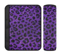 Fake Glitter Leopard Print Purple 2 pcs car Shoulder Pads for seat Belts More Comfort Driving for SUV funda para cinturón de carro