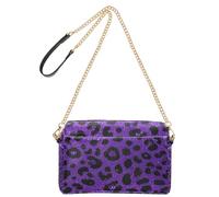 Fake Glitter Leopard Print Purple Fashion Crossbody Small Bag For Women Vegan Leather Croos Body Purses Zip Shoulder Handbags