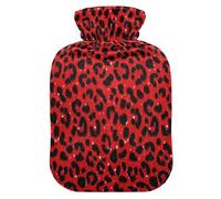 Fake Glitter Leopard Print Red hot Water Bottles with Soft Cover 2L Warmer Bag for Tummy Warmer Tummy