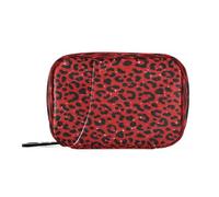 Fake Glitter Leopard Print Red Medical Bag with Detachable Compartments Attachable Day Pill Organizer for Purse