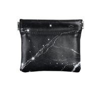Fake Glitter Marble Grain Black Women Men Leather Coin Purses Convenient Change Purse with Clasp for Women Ladies, Fake Glitter Marble grain black, One Size, Print Art