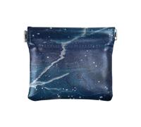 Fake Glitter Marble Grain Blue Universe Women Leather Cash Wallet Portable Card Holder for Women Ladies, Fake Glitter Marble grain blue universe, One Size, Print Art