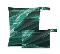 Fake Glitter Marble Grain Navy Green Mess-Proof Bag for Traveling 2 Pack Diaper Bag Essential Items with Handles for Pool