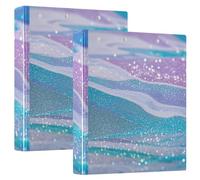 Fake Glitter Marble Grain Rainbow Color 1.5 Inch Binder 3 Rings Binder With Inner Pockets 1/2 Pack Office Storage Supplies Hard Cover