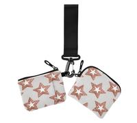 Fake Glitter Rose Gold Star White Dual Coin Purse Credit Card Holder Wallet Slim Detachable Zipper Wristlet Wallet with Zipper Pocket for Travel 2 Packs mujer para tarjetas, fake glitter rose gold