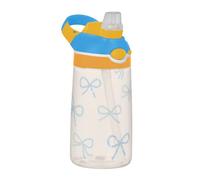 Fake Glitter Sequins Bow Beige Sports Water Bottle with Leak Proof Spout Lid Wide Mouth Leakproof Water Cup for Hiking, Travel, Running or Fitness Botella de agua para ni?as
