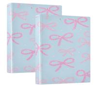 Fake Glitter Sequins Bow Blue 1-1/2 Inch School Supplies Binder Round Ringing with Interior Pockets 1/2 Packs Office Binder Supplies Hardcover