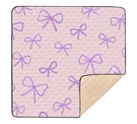 Fake Glitter Sequins Bow Pink Large Sturdy Baby Activity Play Mat for Indoor Outdoor Waterproof Infant Play Activity Mat for Baby Toddler Infant, 50'' x 50''