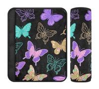 Fake Glitter Sequins Butterfly Black 2 pcs car seat Neck Support Release Stress to Your Neck and Shoulders for Bag Protector para cinturón de carro