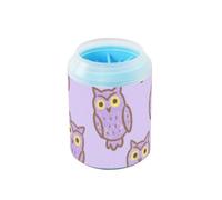 Fake Glitter Sequins Owl Bird Purple Portable Paw Cleaner with Soft Silicone Brush Pets Grooming Supplies for Medium to Large Dogs