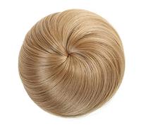 Fake Hair Bun,hair extension bun,hair worn in a bun or coil Synthetic Fiber Hair Clip-on Hair Bun Elastic Band Straight Hair Chignon Extension Scrunchie Hairpiece For Women And Kids bun 1pcs(Gold)