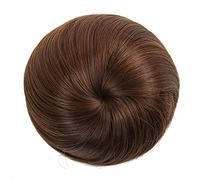 Fake Hair Bun,hair extension bun,hair worn in a bun or coil Synthetic Fiber Hair Clip-on Hair Bun Elastic Band Straight Hair Chignon Extension Scrunchie Hairpiece For Women And Kids bun 1pcs(Light bro