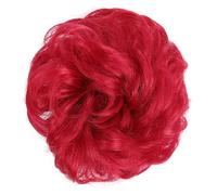Fake Hair Bun,hair extension bun,hair worn in a bun or coil Women Girls Tousled Updo Hair Wrap Ponytail Hairpieces Wavy Curly Synthetic Hair Bun Extensions Thick Updo Hairpiece For Women 1PCS bun(Red)
