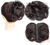 Fake Hair Bun,hair worn in a bun or coil 1pcs Messy Bun Hair Piece Tousled Updo Hairpiece,Curly Scrunchies Clip In Claw Hair Bun Synthetic Chignon Claw Clip with Hair Attached for Women bun(03)