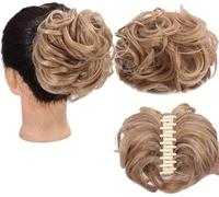 Fake Hair Bun,hair worn in a bun or coil 1pcs Messy Bun Hair Piece Tousled Updo Hairpiece,Curly Scrunchies Clip In Claw Hair Bun Synthetic Chignon Claw Clip with Hair Attached for Women bun(04)