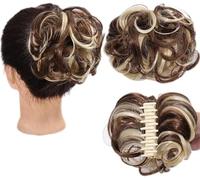 Fake Hair Bun,hair worn in a bun or coil 1pcs Messy Bun Hair Piece Tousled Updo Hairpiece,Curly Scrunchies Clip In Claw Hair Bun Synthetic Chignon Claw Clip with Hair Attached for Women bun(01)